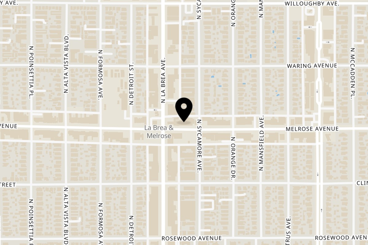 Map showing the location of Tsuri Sushi on 7015 Melrose Ave in Los Angeles